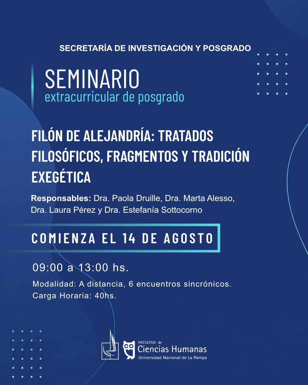 Seminario extracurricular: Filón de Alejandría: tratados filosóficos, fragmentos y tradición exegética